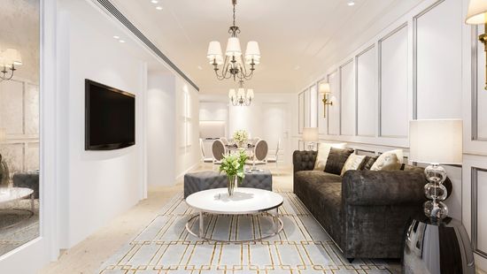 Luxury living room with elegant decor, managed by airbnb management companies in england.